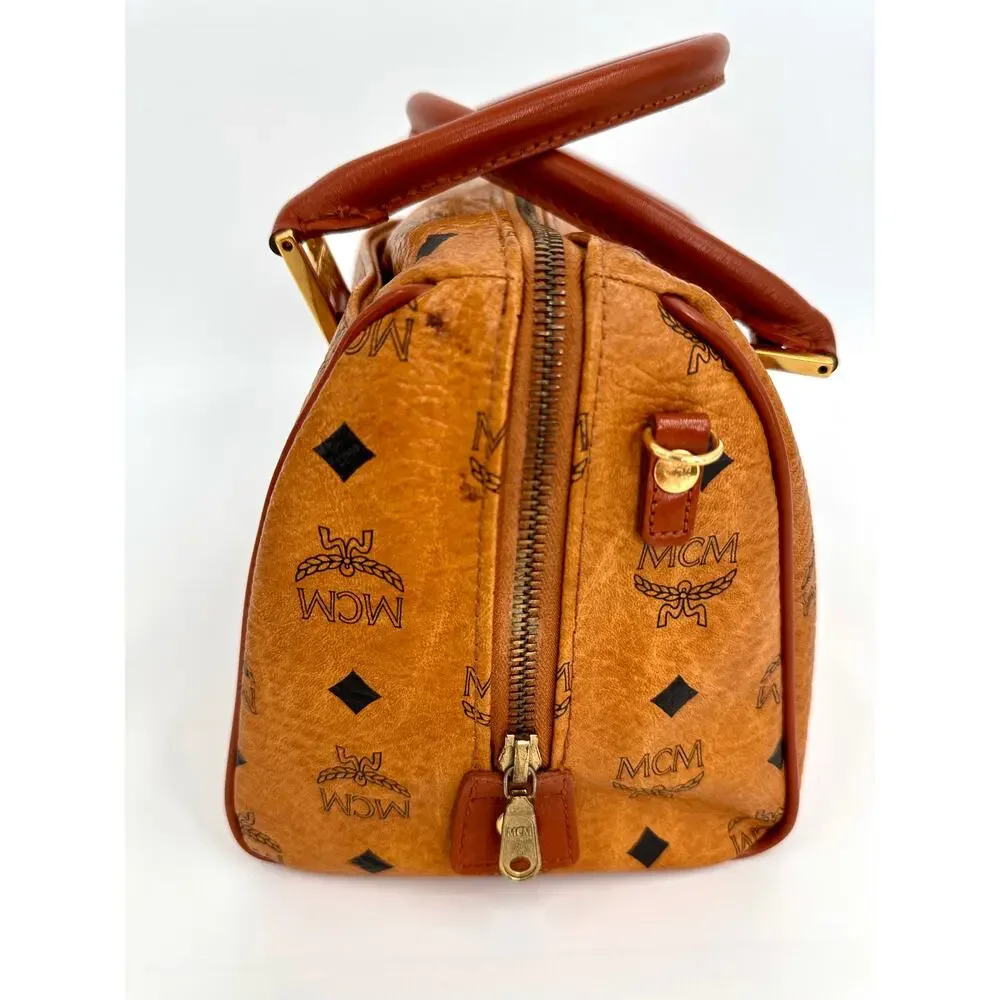 Vintage MCM Visetos Cognac Monogram Boston Bag Crossbody Munchen Germany
